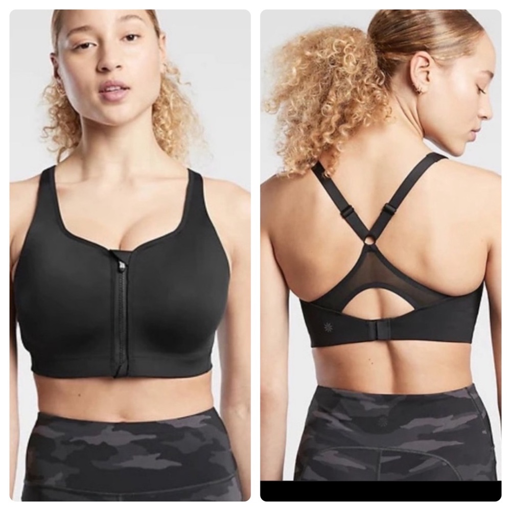 Athleta Advance Zip Front Bra B-DD Black - Picture 1 of 11
